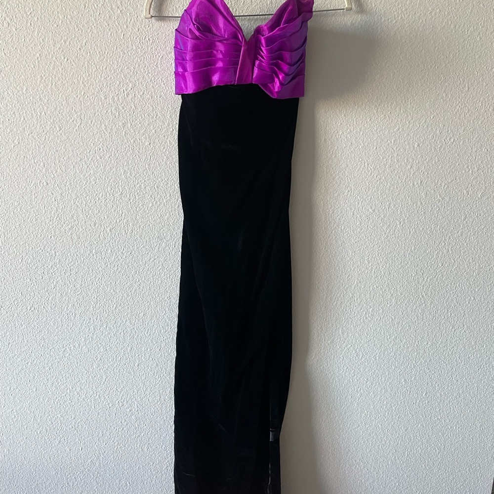 Elegant Black and Purple Evening Dress